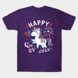 Happy 4th of July With Funny Unicorn T-Shirt